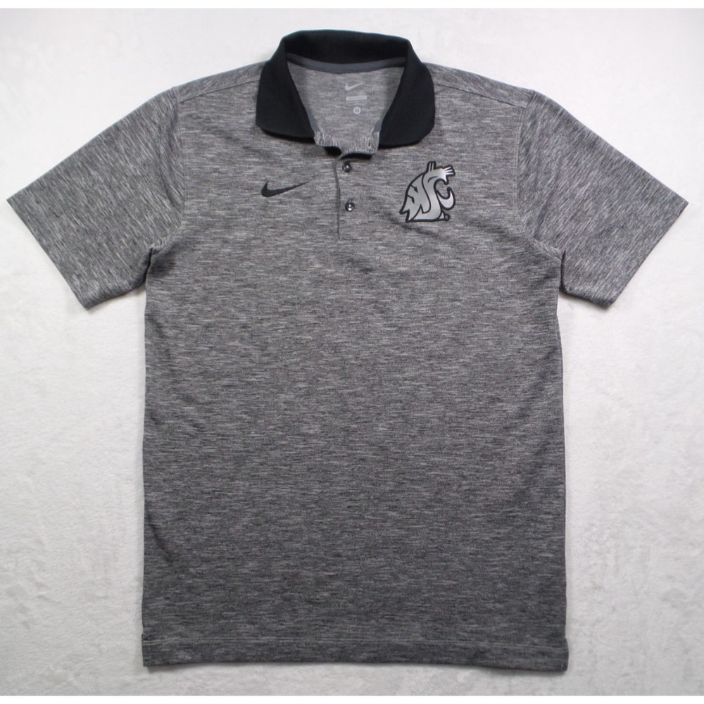 Washington State Cougars Shirt Mens‎ Size Medium Gray Nike Polo Short Sleeve